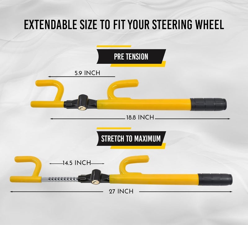 BRAMMH Ultra Secure Car Steering Wheel Lock, No Scratch Dual Locking Hooks, Anti Theft Car Device Wheel Locks for Cars with Adjustable Size, Strong Metal Bars, Anti-Pick Car Lock (Y Shape) - Image 2